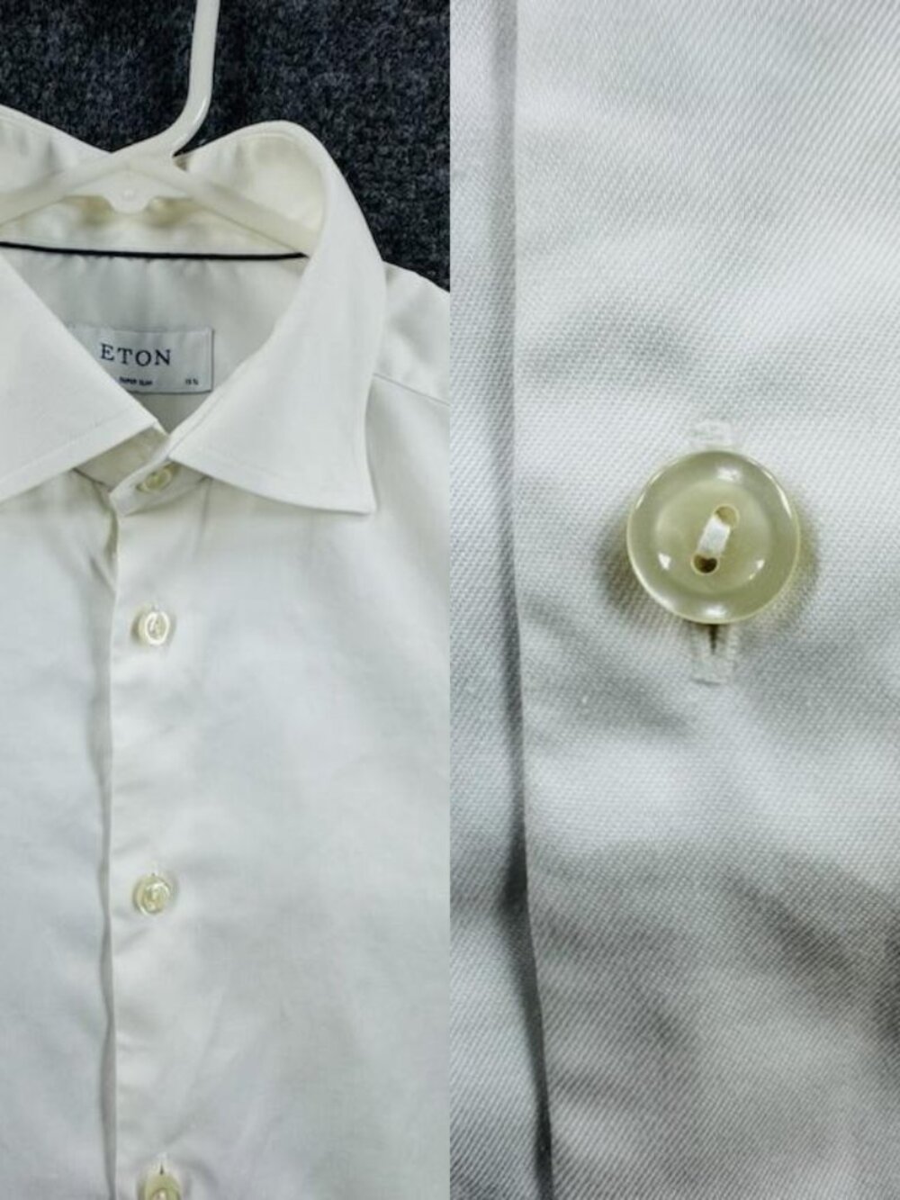 Eton Signature Twill White 15.75 Super Slim Point Mens All Cotton Elegant Solid